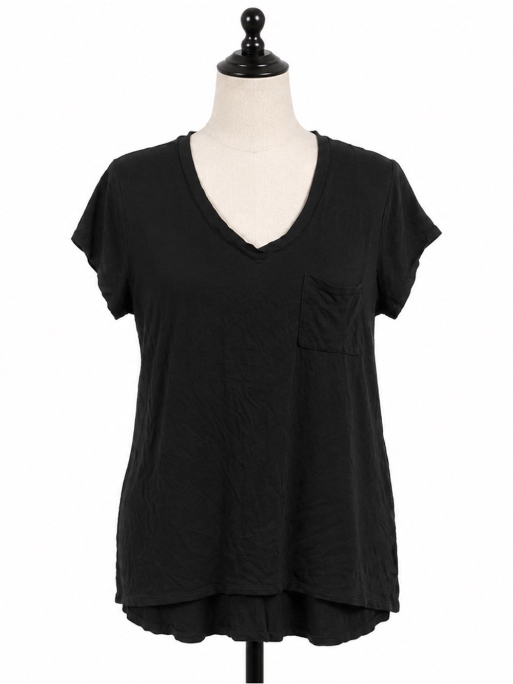 Cable & Gauge Black V-Neck Pocket Tee Short Sleeve Soft Stretch T-Shirt Medium